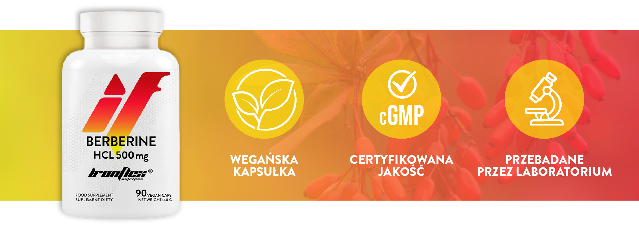 berberyna hcl 500 mg, wegańska kapsułka, certyfikowana jakość, przebadane przez laboratorium